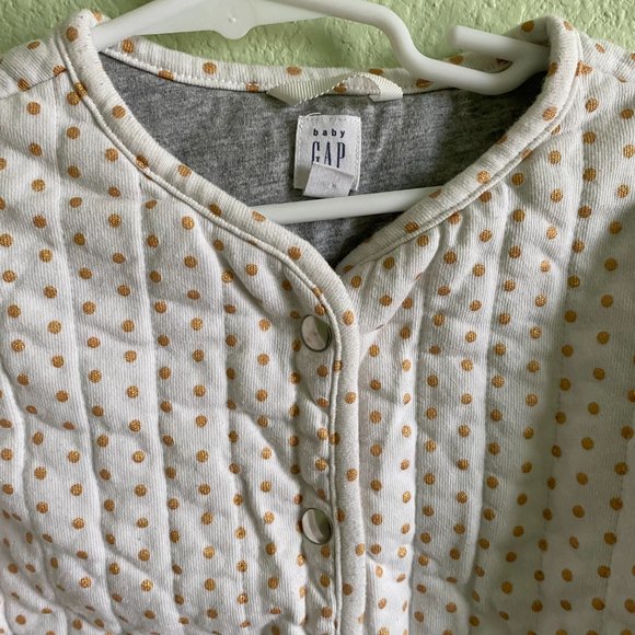 Gap Ivory & Gold Polka Dot Girls Quilted Coat Jacket Kids Spring | Size 3T - Picture 2 of 8